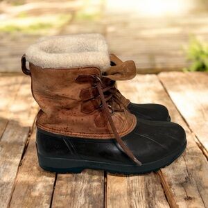 Vintage Kaufman SOREL Alpine Boots - Made in Canada - Women's Size 11 - Tan/Navy